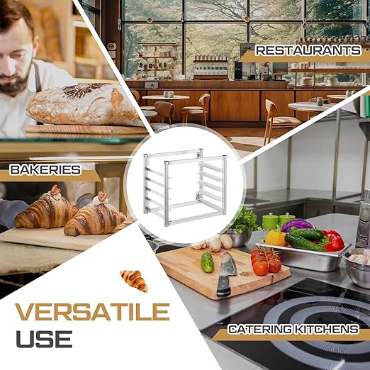 Blulu 5 Tier Wall Mounted Sheet Bun Pan Rack 21 x 13 x 18 Fits 5 Half Size Sheet Pans Aluminum Baking Tray Racks for Bakeries Restaurants Catering Kitchens - Image 4
