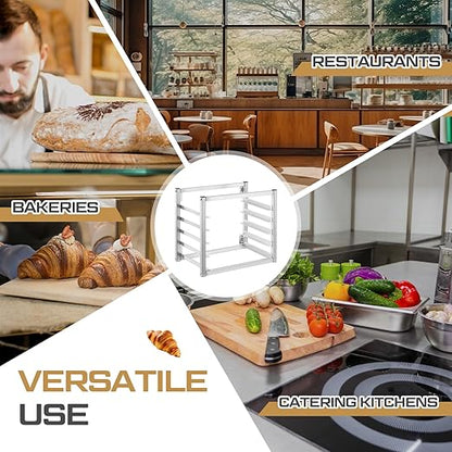 Blulu 5 Tier Wall Mounted Sheet Bun Pan Rack 21 x 13 x 18 Fits 5 Half Size Sheet Pans Aluminum Baking Tray Racks for Bakeries Restaurants Catering Kitchens - Image 4