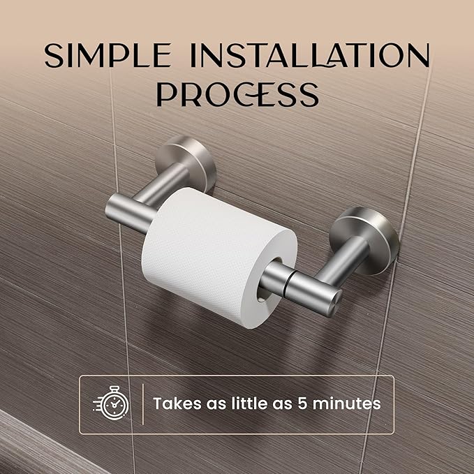 Day Moon™ - Toilet Paper Holder - Modern Roll Holder for Bathroom - 2 Pack - Wall Mount, Brushed Nickel - Image 4