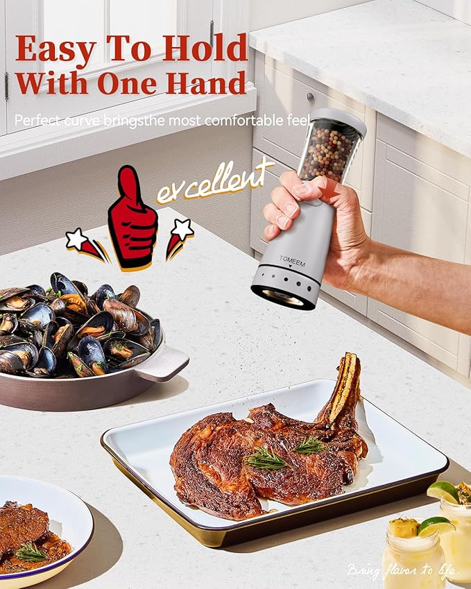 Electric Salt and Pepper Grinder Set with Storage Base, Stainless Steel Rechargeable Salt and Pepper Grinder Set with 4.5 oz Large Capacity, 1.8" Wide Mouth, Adjustable Coarseness, Ideal for Kitchen - Image 3