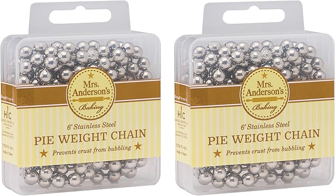 Mrs. Anderson's Baking Pie Weights | Stainless Steel Stoneware Beads for Blind Baking | Heat-Safe, Food-Safe, Easy to Use | Prevents Shrinking, Puffing, Bubbling | Connected Chain Weights by MrsAndersonsBaking