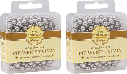 Mrs. Anderson's Baking Pie Weights | Stainless Steel Stoneware Beads for Blind Baking | Heat-Safe, Food-Safe, Easy to Use | Prevents Shrinking, Puffing, Bubbling | Connected Chain Weights by MrsAndersonsBaking
