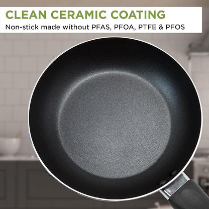 Ecolution Easy Clean Ceramic Nonstick Cookware Set, Dishwasher Safe Kitchen Pots and Pans Set, Comfort Grip Handle, Even Heating, Ultimate Food Release, 26-Piece, Red - Image 3