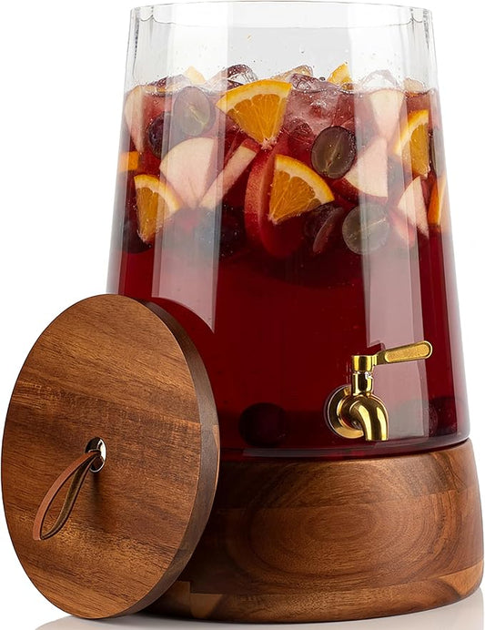 FOODLE Extra Large Glass Drink Dispenser with Spigot - Glass Beverage Dispenser with Stand - Perfect for Parties & Catering - Pitcher for Lemonade, Water, Sangria & Juice - Leakproof Spout - 3 Gallon by FOODLE