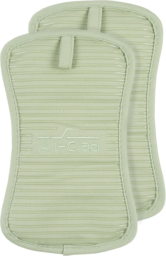 All-Clad Premium Pot Holder & Heating Pad, (2-Pack) Heat Resistant to 500 Degrees, 100% Cotton 10"x6.25" for Kitchen and Barbeque, Fennel - Image 2
