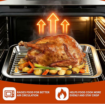 Roasting Rack for 9x13 Inch Pan, Stainless Steel Roasting Rack Insert, with Parallel Wires and Raised Feet, Keeps Food Elevated for Even Broiling, Easy to Clean, Ideal for Chicken, Turkey and Meat - Image 4