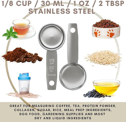1/8 Cup Stainless Steel Measuring Cup | Sturdy Metal 30 ml | 30 cc | 1 oz | Single Cup for Wet and Dry Ingredients | Great for use as 1/8 Cup Coffee Scoop - 1 PK - Image 3