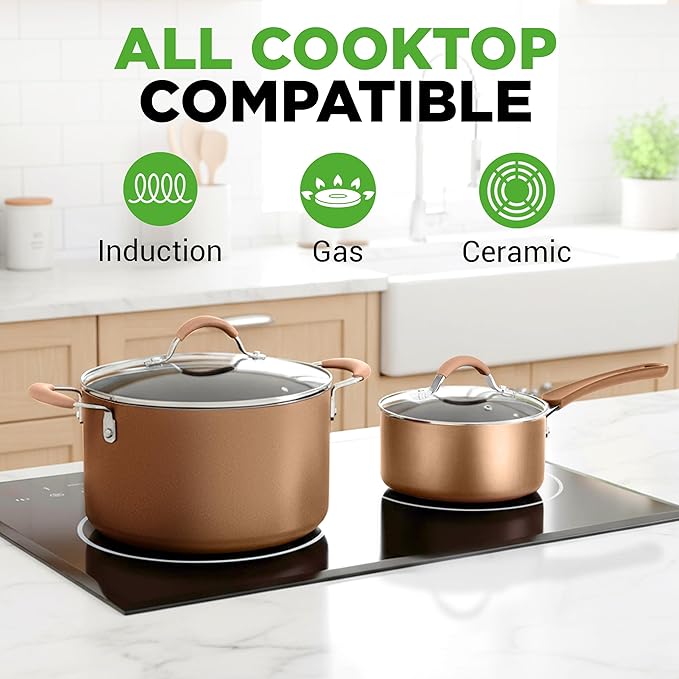 Nutrichef 20 Piece Professional Home Kitchen Cookware and Bakeware, Pots and Pans Set Non Stick Kitchenware, Cool-Touch Handles, Non Toxic, Safe for Gas, Electric, Induction Cooktops, Easy Clean - Image 3