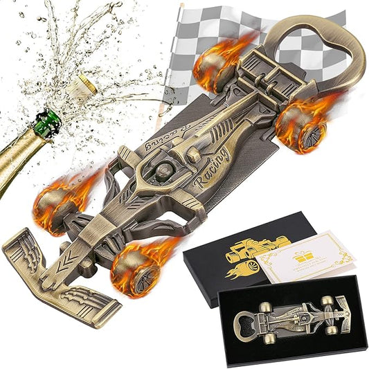 LKKCHER Racing Car Gifts for Men Women, Novelty Race Car Beer Bottle Opener, Birthday Christmas Gifts for Men Grandpa Husband Dad Racing Fans