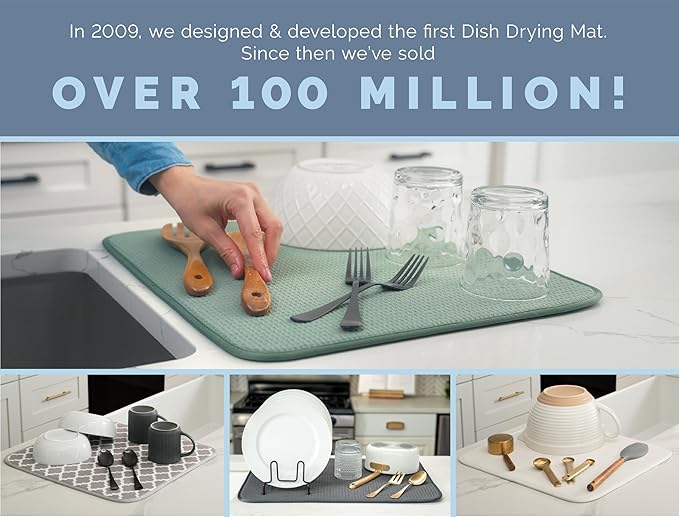S&T INC. Dish Drying Mat XL, 18” x 24”, Absorbent Microfiber Kitchen Counter Mat, Dish Drying Pad for Dishes, Utensils, Pots and Pans, Extra Large, Grey - Image 5