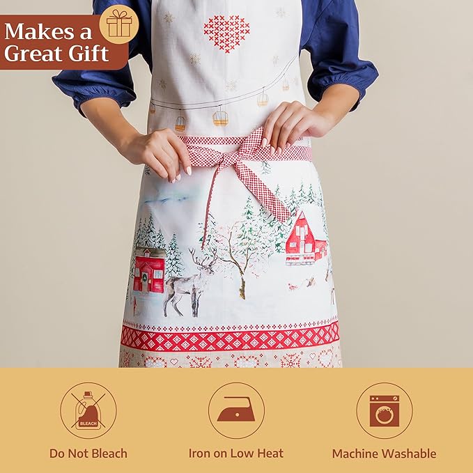 Maison d' Hermine 100% Cotton Apron for women with Pocket Kitchen Chef Apron for Men Cooking Mothers Day Gifts