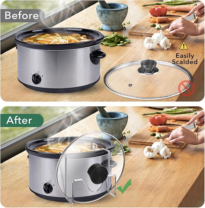 Crock Pot Lid Holder,Stainless Steel Crockpot Lid Holder Attachment,Crockpot Cover Holder,Slow Cooker Lid Holder,Lid Hanger For Crock Pot while Cooking