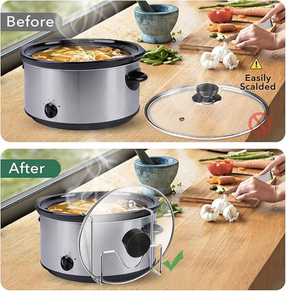 Crock Pot Lid Holder,Stainless Steel Crockpot Lid Holder Attachment,Crockpot Cover Holder,Slow Cooker Lid Holder,Lid Hanger For Crock Pot while Cooking