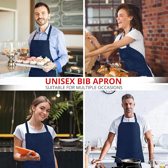 Utopia Kitchen 10 Pack Bib Apron Adjustable with 2 Pockets, Water and Oil Resistant, Cooking Kitchen Chef Apron for Women Men - Image 5