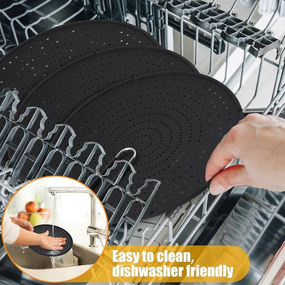 Tioncy 3 Pcs Silicone Splatter Screen for Frying Pan Grease Oil Splatter Collapsible Splash Guard Heat Resistant Multi Use for Baking and Cooking(Black) - Image 6