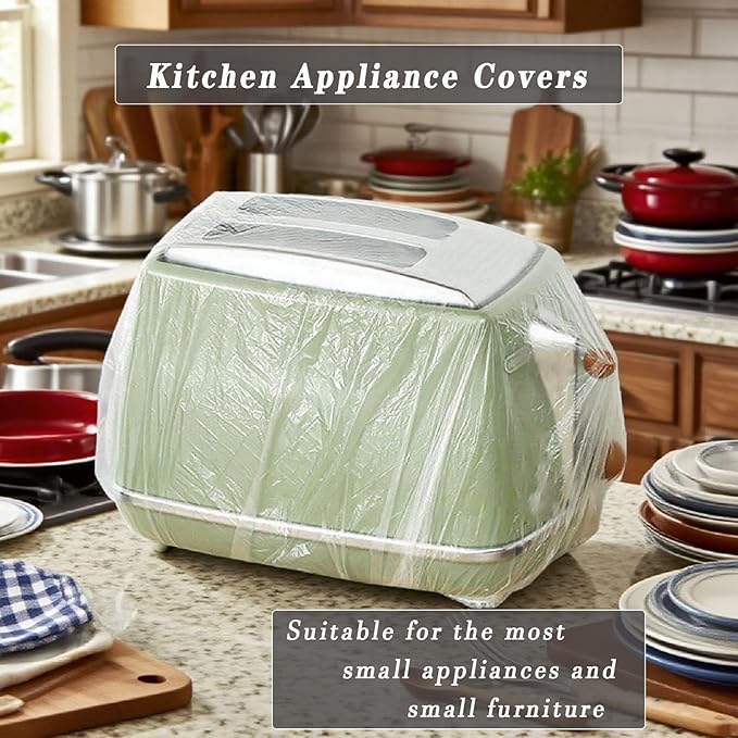 STAYWILD 30 PCS Kitchen Small Appliance Dust Covers,Disposable Thickened Plastic Cover for Air Fryer,Blender,Coffee Maker,Pressure Cooker & Slow Cooker - Image 3