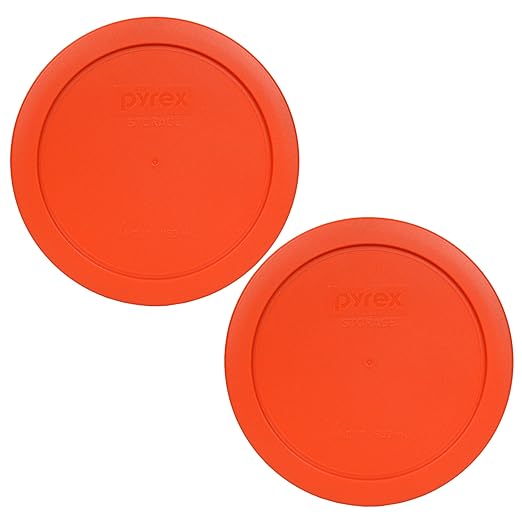 Pyrex 7201-PC Round 4 Cup Storage Lid for Glass Bowls (2, Pumpkin Orange) by Pyrex