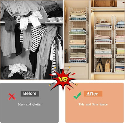 5-Tier Stackable Closet Storage Shelves, Closet Organizers and Storage Basket, Foldable & Stackable Closet Organizers for Closet System, Space-Saving Closet Shelf for Home ,White(Patent No. 30022416) - Image 8