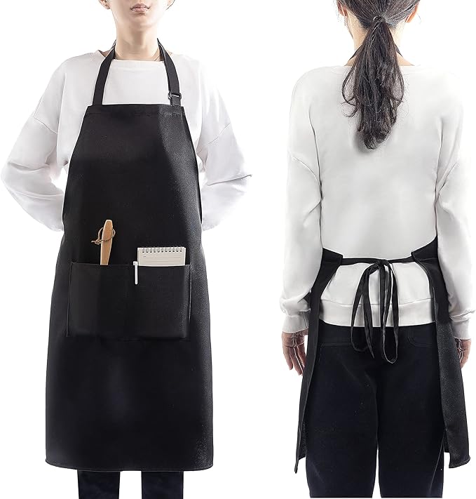 4 Pack Adjustable Apron, Black Apron with 2 Pockets, Machine Washable Apron Perfact for Cooking, Grilling, Dishwashing, Restaurant Work, Best Assistant for Chef Waiter Artist - Image 6