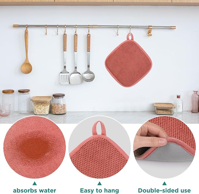 GeeRic Microfiber Dish Drying Mat, Super Absorbent Kitchen Dish Drying Pad, Reversible for Countertop, 7*7 inch Red - Image 4