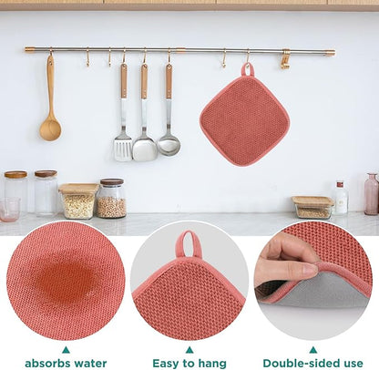 GeeRic Microfiber Dish Drying Mat, Super Absorbent Kitchen Dish Drying Pad, Reversible for Countertop, 7*7 inch Red - Image 4