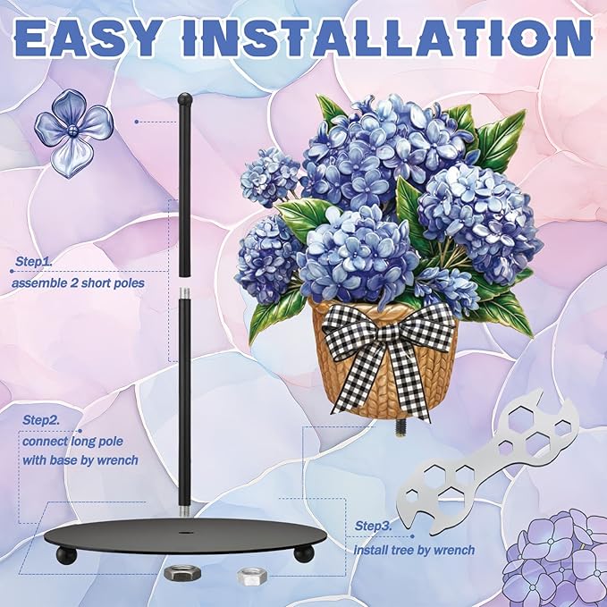 Thyle Blue Hydrangea Paper Towel Holder Summer Hydrangea Kitchen Decor Metal Flowers Paper Towel Holder Stand with Round Base for Summer Kitchen Bathroom Countertop Toilet Accessories