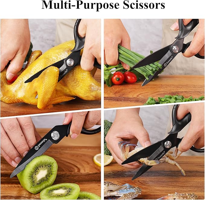 Sunnecko Kitchen Scissors All Purpose Heavy Duty Scissors Titanium Coated, Kitchen Shears for Food, Micro Serrated with Detachable Blades - Image 6