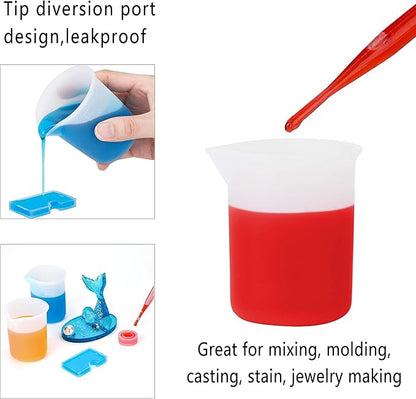 Gartful 250ml & 100ml Silicone Measuring Cups, Silicone Mixing Cups for Epoxy, Resin Arts, Glue, Jewelry Casting Molds, Acrylic Paint Pouring, Cup Making, Waxing, Crafts, Nonstick Reusable, Set of 6