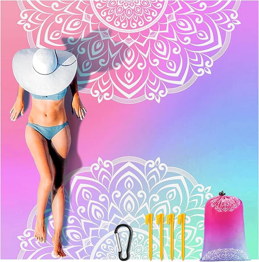 HIHOHO Beach Blanket Waterproof Sandproof Extra Large Beach Mat 79" X 83"/120"x108"for 1-8 Adults Quick Drying Durable Outdoor Picnic Mat for Beach Travel Camping Hiking