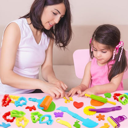 Dough Tools Set for Kids 20 PCS Dough Play Tools with Animal Cutters,Rollilng Pins,Rollers, Random Color - Image 7