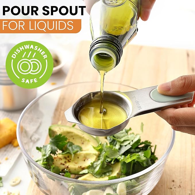 Spring Chef Magnetic Stainless Steel Measuring Cups, Patented, Kitchen Tools with Easy to Read Markings for Measuring Dry or Liquid Ingredients, Set of 7, Winter Frost - Image 7