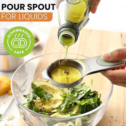 Spring Chef Magnetic Stainless Steel Measuring Cups, Patented, Kitchen Tools with Easy to Read Markings for Measuring Dry or Liquid Ingredients, Set of 7, Winter Frost - Image 7