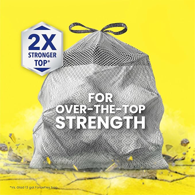 Glad ForceFlex MaxStrength Kitchen Trash Bags, 20 Gal, Fresh Clean Febreze, 80 Ct (Package May Vary) (Pack of 3)
