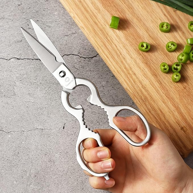 Sunnecko Heavy Duty Kitchen Scissors - Stainless Steel Kitchen Shears, Ultra Sharp Micro Serrated Poultry Shears, Cooking Scissors for Meat, Dishwasher Safe - Image 7
