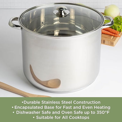 Ecolution Stainless Steel Stock Pot, Encapsulated Induction Ready Cooking Pot with Glass Lid, Oven Safe, Dishwasher Safe Soup Pot, 20-Quart - Image 3
