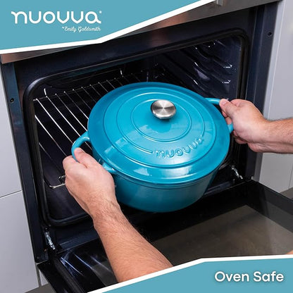 Cast Iron Dutch Oven with Lid – Non-Stick Ovenproof Enamelled Casserole Pot – Sturdy Dutch Oven Cookware – Blue, 7.3-Quart, 30cm – by Nuovva - Image 3