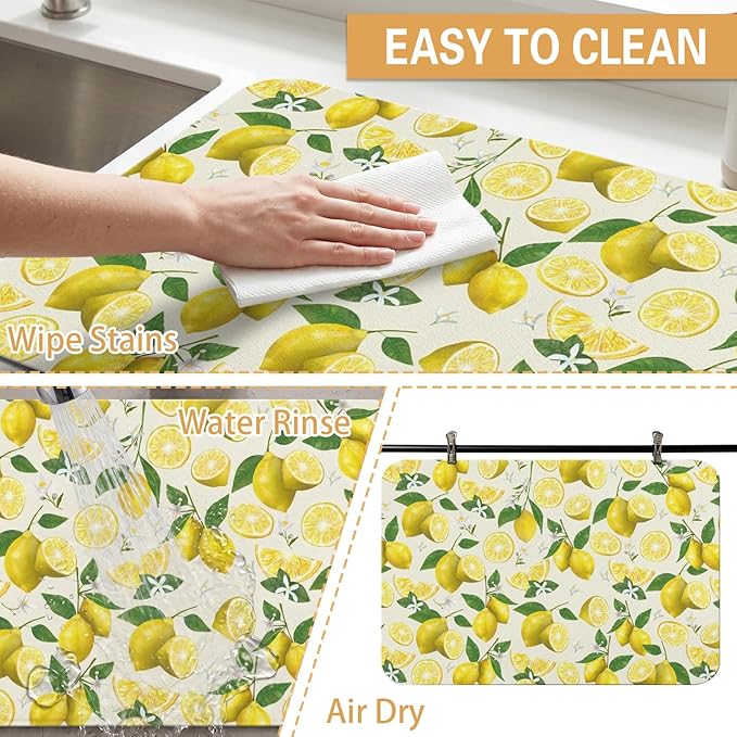 Kitchen Countertop Dish Drying Mat,Super Absorbent Coffee Bar Mat for Maker Espresso Machine, Anti-Slip Accessories for Kitchen Countertops 17x31 Inch