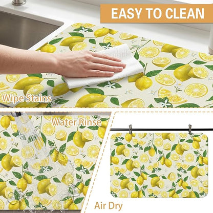 Kitchen Countertop Dish Drying Mat,Super Absorbent Coffee Bar Mat for Maker Espresso Machine, Anti-Slip Accessories for Kitchen Countertops 19x12 Inch
