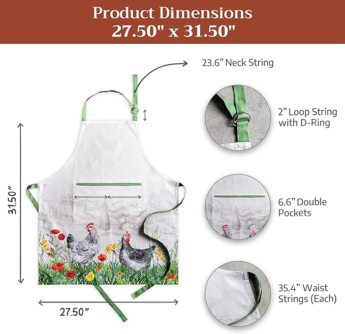 Maison d' Hermine 100% Cotton Apron for women with Pocket Kitchen Chef Apron for Men Cooking Mothers Day Gifts - Image 7