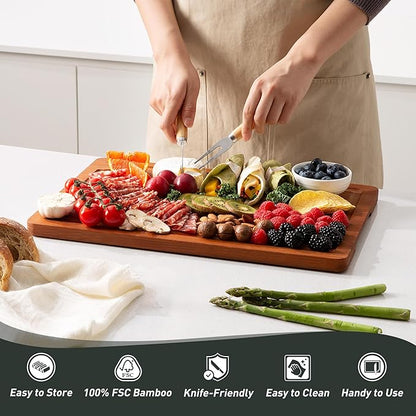 Extra Large Bamboo Cutting Board with Non Slip Feet and Over Sink Butcher Block Chopping Board Wooden Cutting Boards Solid Thick Juice Groove Big Xl XXl xlarge Kitchen Counter Organic Meat BBQ Kit - Image 8