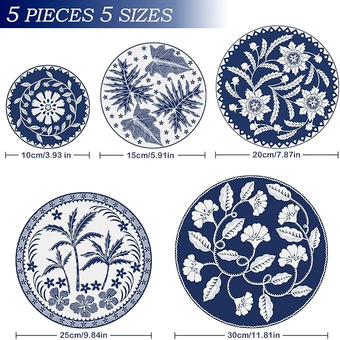 5 Pieces Bowl Covers Reusable, 5 Size Elastic Cloth Bowl Covers for Bread Proofing Stretch Food Covers Washable for Food Fruits Leftover (Tropical Plants) - Image 2