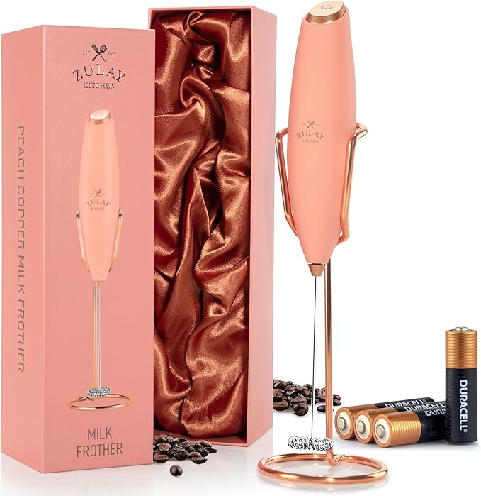 Zulay Kitchen Executive Series Luxury Gift Milk Frother with 4 Duracell Batteries – Handheld Electric Foam Maker for Coffee, Lattes & Hot Chocolate – Deluxe Finish, Ultimate Gift for Coffee Lovers by ZulayKitchen