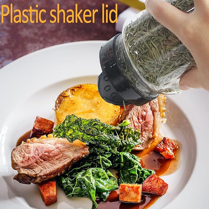 12 Pack 16 oz Clear Plastic Spice Jars With Black Plastic Lids, Spice Bottles, Seasoning Containers with Chalk Labels, Pen, Spices Containers For Kitchen Cabinet - Image 6