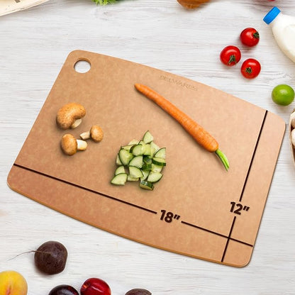 Dishwasher Safe Cutting Boards for Kitchen - Extra Large Composite Wood Cutting Boards - Thin, BPA Free & Eco-Friendly Chopping Board (18 x 12 Inch, Natural) - Image 2