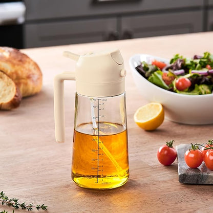 FineDine 16oz Olive Oil Sprayer for Cooking, 2 in 1 Olive Oil Dispenser Bottle for Kitchen, Air Fryer, Salad, BBQ & Baking – Dual Spray Mist & Stream, with Measurement Marks, White - Image 4
