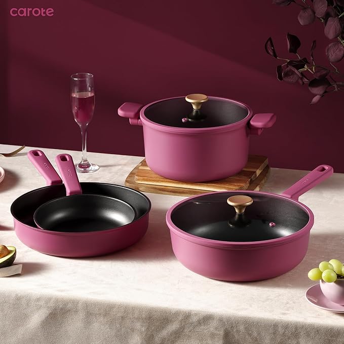 CAROTE Non Stick Pots and Pans Set, Cookware Sets Nonstick, Kitchen Cooking Set with Stay-Cool Handles,with Silicone Tools and Pot Protectors,16 Piece - Image 8