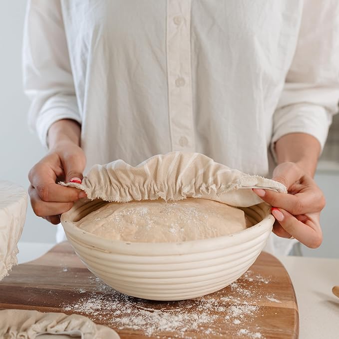 Beautiful Linen Cotton Blend Bowl Covers for Bread Proofing - Reusable Set of 3 in Varying Sizes Easily Fit Your Bowls 7" to 13" - Durable Fabric Covers, Ideal Sourdough Bread Baking Accessories - Image 6