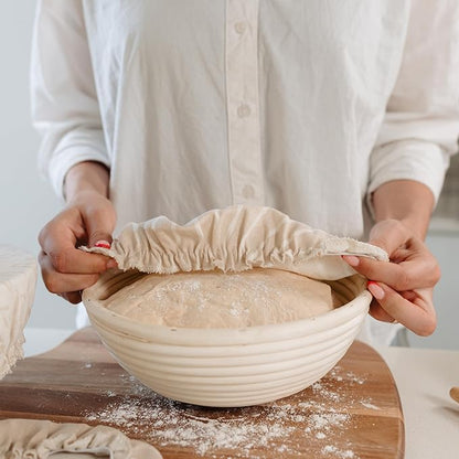 Beautiful Linen Cotton Blend Bowl Covers for Bread Proofing - Reusable Set of 3 in Varying Sizes Easily Fit Your Bowls 7" to 13" - Durable Fabric Covers, Ideal Sourdough Bread Baking Accessories - Image 6