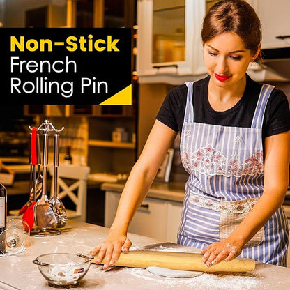 Classic French Rolling Pins Bamboo Wooden Rolling Pin for Baking Pizza Dough Pie Cookie, 18-Inch - Image 6