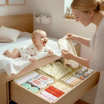 DIMJ Drawer Organizer Clothes - 16 Pack Baby Dresser Organizer for Nursery, Foldable Drawer Organizer Bins for Closet Bedroom Organization, Fabric Clothes Storage Dividers for Underwears, Socks, Bras - Image 3
